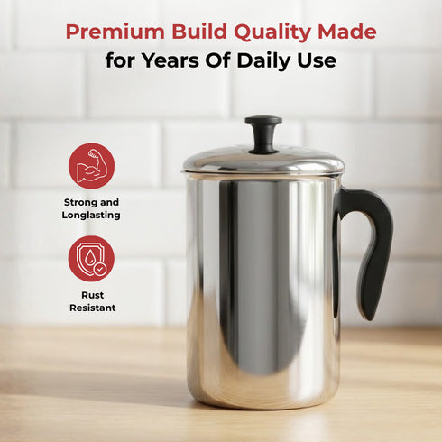 Vinod Stainless Steel Aqua Jug Covered 2200 ml with Highest Grade Stainless Steel Mirror Finish Strong and Durable Build Rust Free