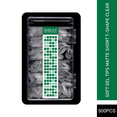 Shills Professional Soft Gel Tips Matte Short T-Shape-PT18-CLEAR