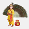Raj Fancy Dresses Radha and Krishna Printex| Yellow Brocade Fabric Janmashtami Mythological Character Costume