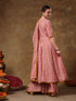 Pomcha Jaipur Naila Gotta Lace Work Muslin Angrakha Set With Plazo And Organza Dupatta