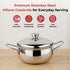Vinod Stainless Steel Milano Plain Serving Casserole with Steel Lid and Side Handles 2000 ml Highest grade Stainless Steel Mirror Finish Rust Free