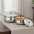 Vinod Stainless Steel Milano Hammered Serving Casserole with Steel Lids and Side Handles Set of 2 1230 ml 1630 ml High Grade Steel Rust Free