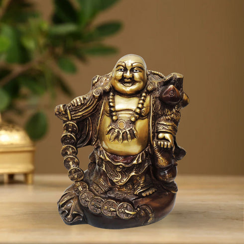 Brass Laughing Budha Antique Statue 6.04Kg