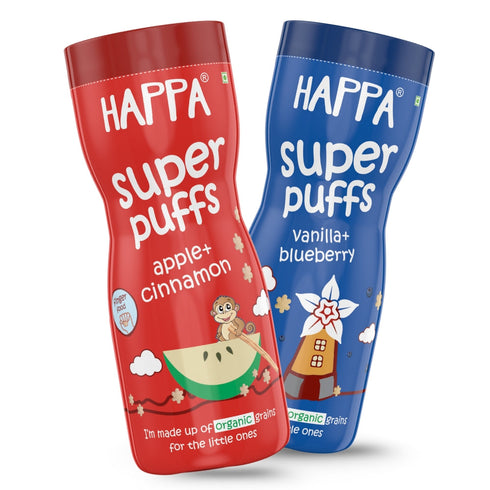 Happa Vanilla Blueberry and Apple Cinnamom Baby Puffs