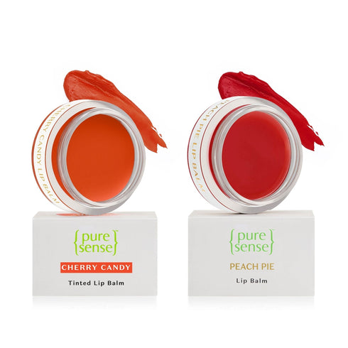 PureSense Cherry Candy Tinted Lip Balm 5ml + Peach Pie Lip Balm 5ml | From the makers of Parachute Advansed