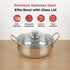 Vinod Stainless Steel Elite Bowl with Glass Lid and Side Handles 1100 ml Mirror Finish Strong and Sturdy Build Dishwasher Safe and Rust Free