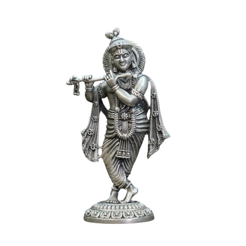 Pure Silver Antique Krishna Standing 36.40G By Mahita Collections