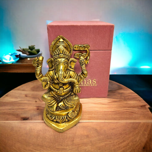 Tamas Brass Handmade Ganesh Statue for Good Luck, Success and Prosperity | Free Luxury Gift Box