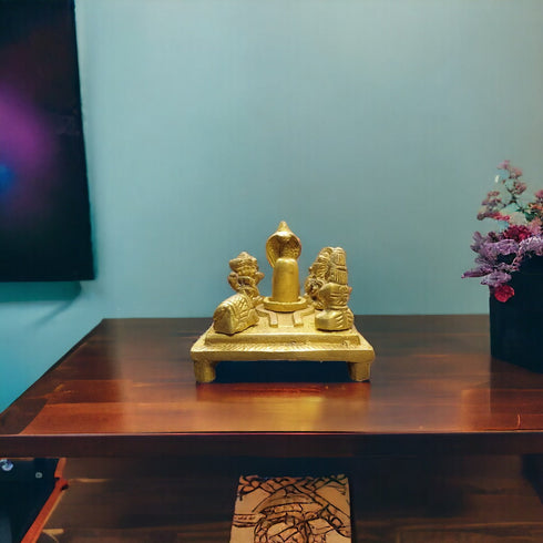 Tamas Brass Shiv Parivar with Shivling, Shri Kartikeya, Ganesh, Mata Parvati and Nandi Statue/Idol