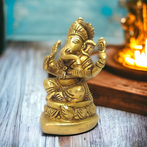 Tamas Brass Handmade Ganesh Statue for Good Luck, Success and Prosperity | Free Luxury Gift Box