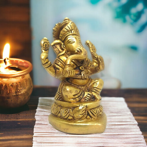 Tamas Brass Handmade Ganesh Statue for Good Luck, Success and Prosperity | Free Luxury Gift Box