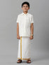 Ramraj Cotton Boys Readymade Double Layer Cream Dhoti