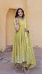 Pomcha Jaipur Yellow Booti Gotta Jaal Cotton Anarkali Set