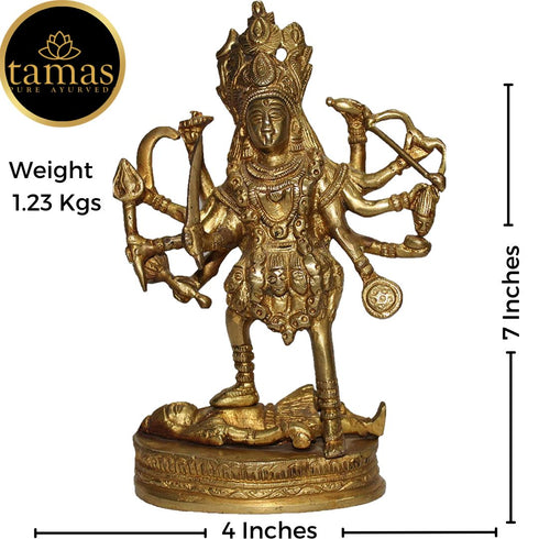 Tamas Brass Maa Kali Hindu Goddess Statue(Golden)