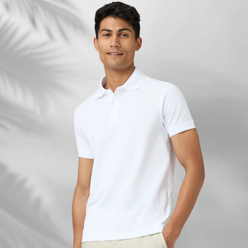 XYXX Nova Combed Cotton Polo T-shirts Polar White