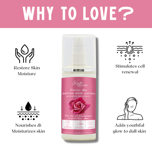 Skin Secrets British Rose Lotion for Nourished & Non-Sticky Glowy Skin