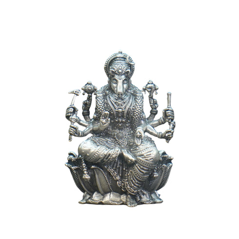 Pure Silver Antique Varahi Devi Sitting On Lotus With Mala 51.46G By Mahita Collections