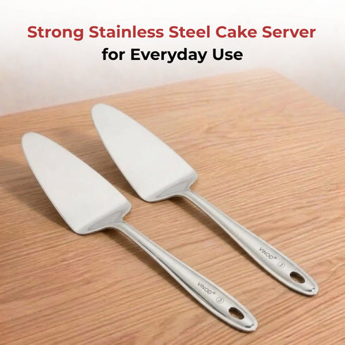 Vinod Stainless Steel Cake Desserts Server Set of 2 Highest Grade Stainless Steel Mirror Finish Rust Free Dishwasher Safe