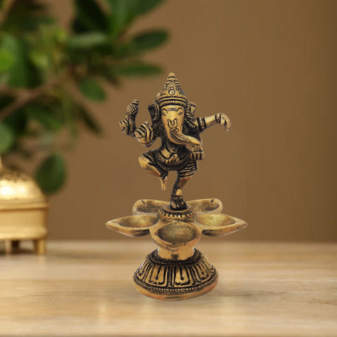 Brass Dancing Ganesha Statue 0.6Kg