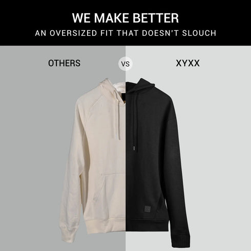 XYXX Pulse French Terry Cotton Blend Oversized Hoodies Pitch Black