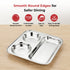Vinod Stainless Steel 3 In 1 Compartment Plate with Round Edges Pav Bhaji Plate Idli Sambhar Plate Lunch Dinner Plate Pack of 2
