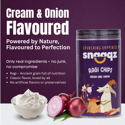 SNAAQZ Ragi Cream & Onion Chips