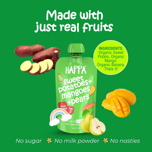 Happa Organic Baby Food Sweet Potato Mango and Pear Puree