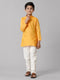 Ramraj Cotton Boys Full Sleeves Yellow Kurta with Cream Pyjama Pant Combo FS1