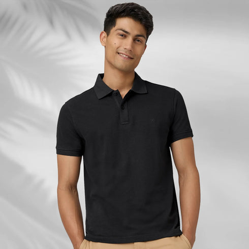 XYXX Nova Combed Cotton Polo T-shirts Pitch Black