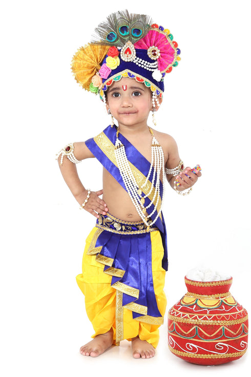Raj Fancy Dresses Baby Krishna Dress for Janmashtami with Krishna Mukut