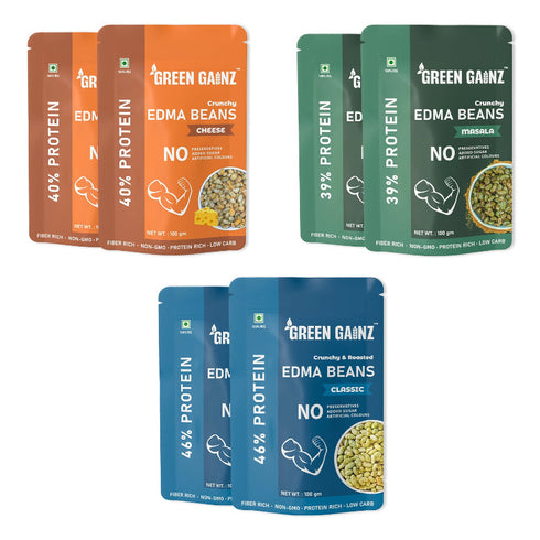 Green Gainz Edamame (Edma Beans) Assorted Flavour (Pack of 6)