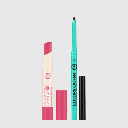 Colors Queen Color Stay Non-Transfer Lipstick and Bold Eyes Auto Kajal Combo