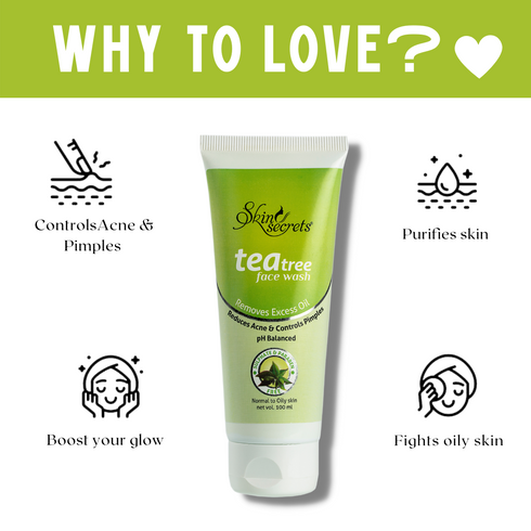 Skin Secrets Tea Tree Face Wash with Tea Tree Oil for Pimple Free Skin