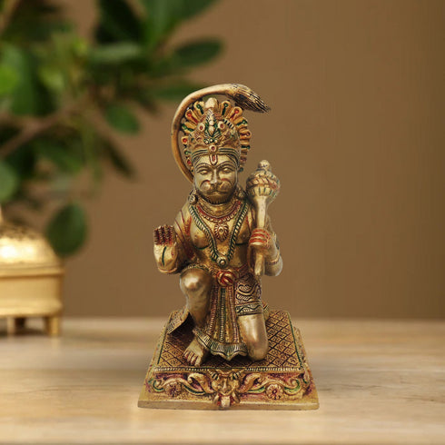 Brass Sitting Hanumna Ji Statue 2.822Kg