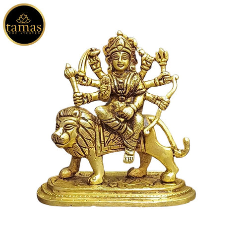 Tamas Brass Durga Mata with Lion Statue/Idol