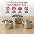 Vinod Stainless Steel Induction Friendly Flat Bottom Cooking Tope With 1.5mm Thickness 18 Gauge Durable Steel 3 Pcs Capacity 1400ml 1800ml and 2300ml No 11 to 13