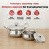 Vinod Stainless Steel Milano Hammered Serving Casserole with Steel Lids and Side Handles Set of 2 1230 ml 1630 ml High Grade Steel Rust Free