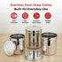 Vinod Stainless Steel Deep Dabba Set of 3 350 ml 500 ml and 750 ml in Heavy Gauge Steel Airtight Lids Mirror Finish Rust Free