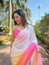 Vasthrlay Pink Satin Georgette Plain Saree