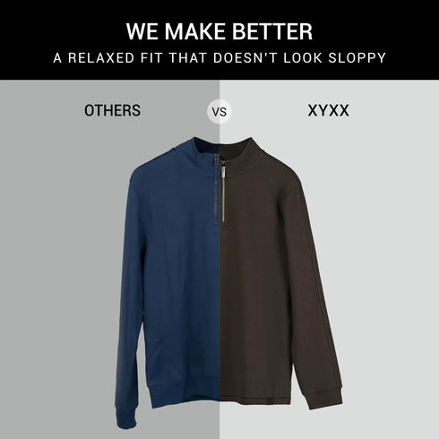 XYXX Pulse French Terry Cotton Blend Half Zip Pullover Malt Brown
