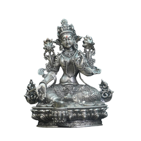 Pure Silver Antique Nepali Laxshmi Idol Sitting 106.20G By Mahita Collections
