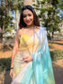 Vasthrlay Yellow Satin Georgette Plain Saree