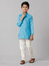 Ramraj Cotton Boys Full Sleeves Sky Blue Kurta with Cream Pyjama Pant Combo FS4