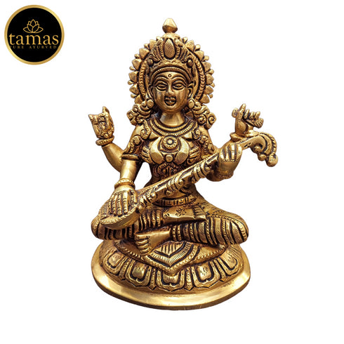 Tamas Brass Saraswati Statue | Free Luxury Gift box