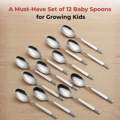 Vinod Moscow Stainless Steel Spoon Set of 12 Piece Heavy Gauge Steel Mirror Finish Rust Free Tough Strong and Durable Easy to Clean