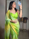 Vasthrlay Pista Satin Georgette Plain Saree