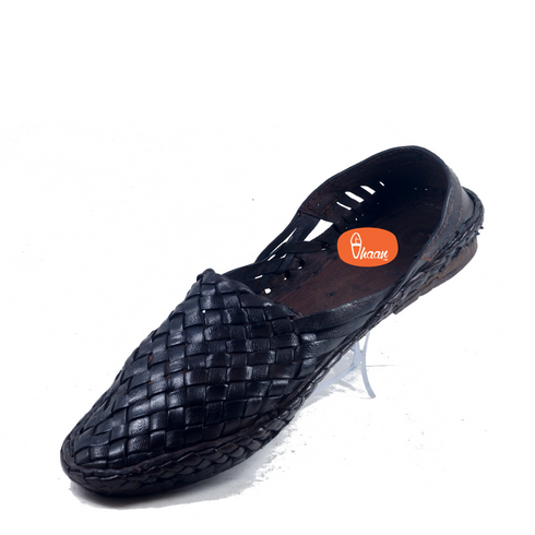 Vhaanfootwear Mens Hand Woven Full Net Shoes Dark Brown Color