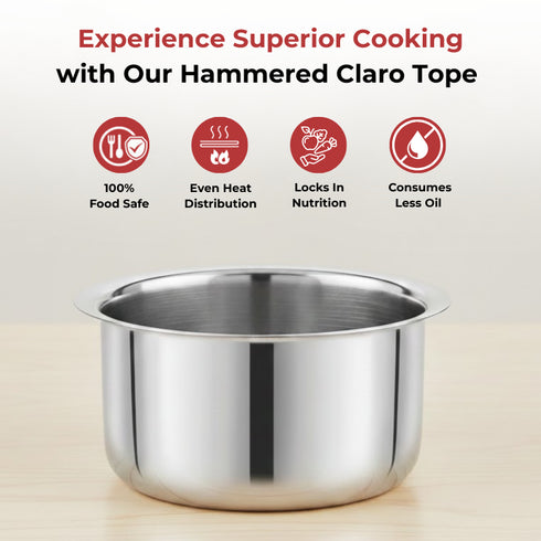 Vinod Claro Heavy Gauge Stainless Steel Tope Plain 1.5 mm Capacity 6300 ml