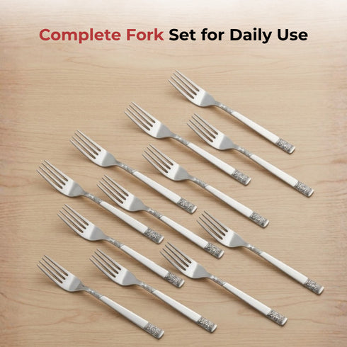 Vinod Moscow Stainless Steel Dinner Fork Set of 12 Piece Heavy Gauge steel Mirror Finish Rust Free Tough Strong and Durable