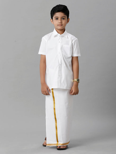 Ramraj Cotton Boys Readymade Single Layer White Dhoti